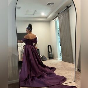Odessa Off The Shoulder Embellished Maxi Gown (Eggplant)